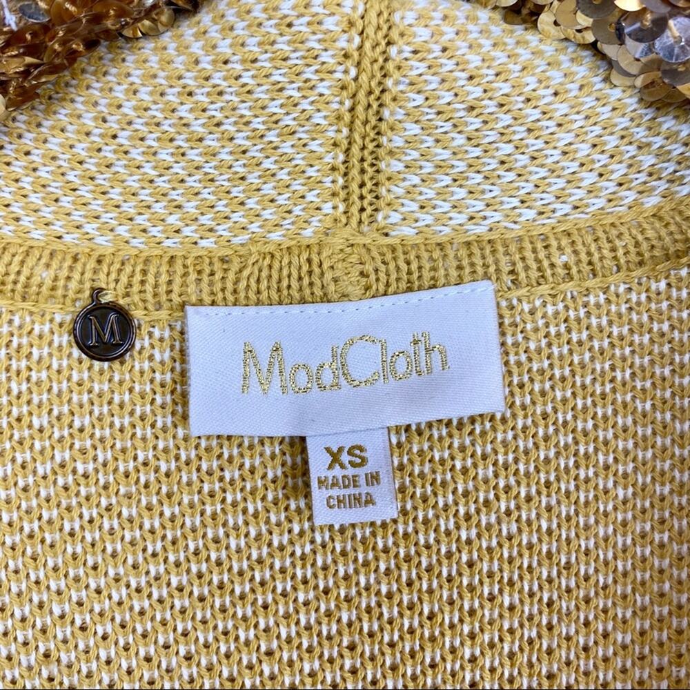 Modcloth Open Front Colorblock Cardigan Marigold - image 5